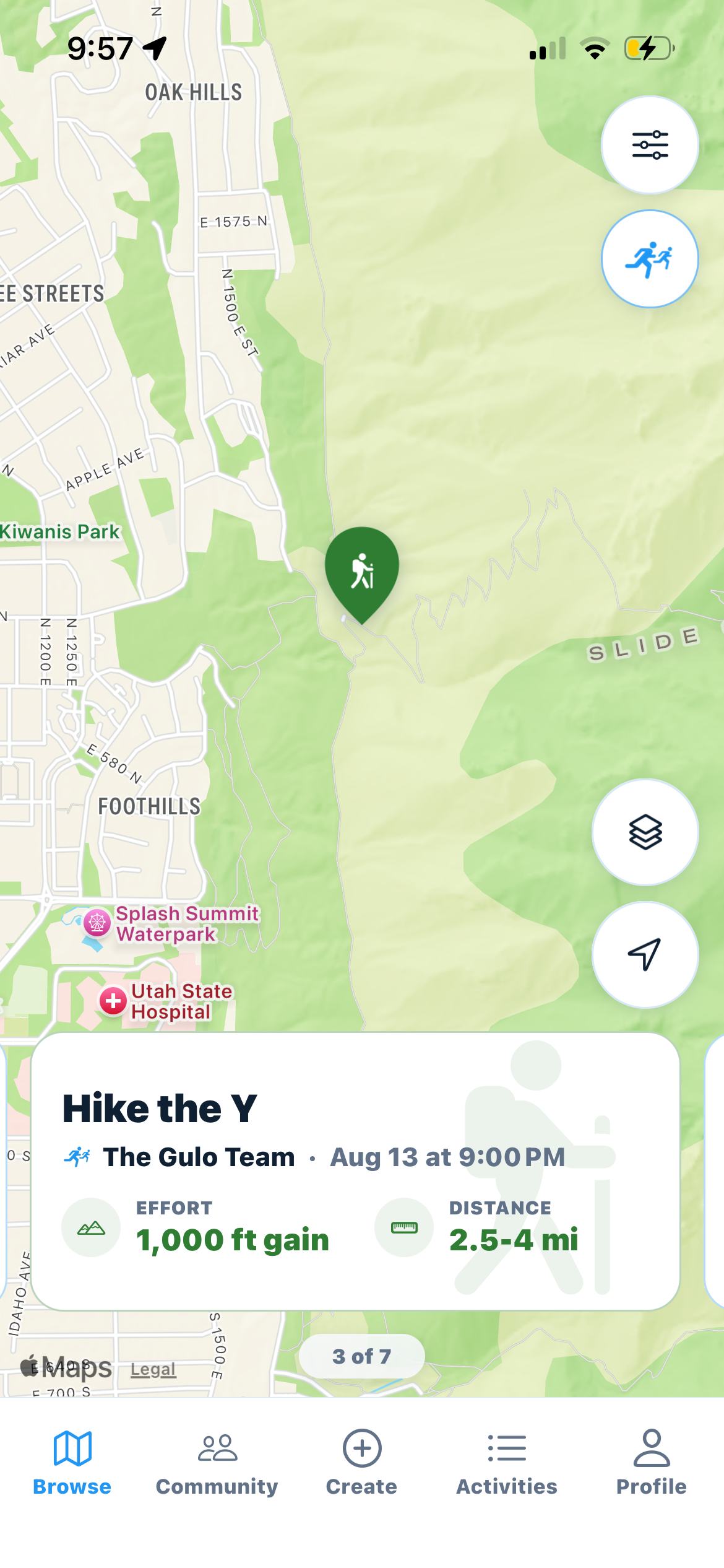 Map of nearby activities in the Gulo app
