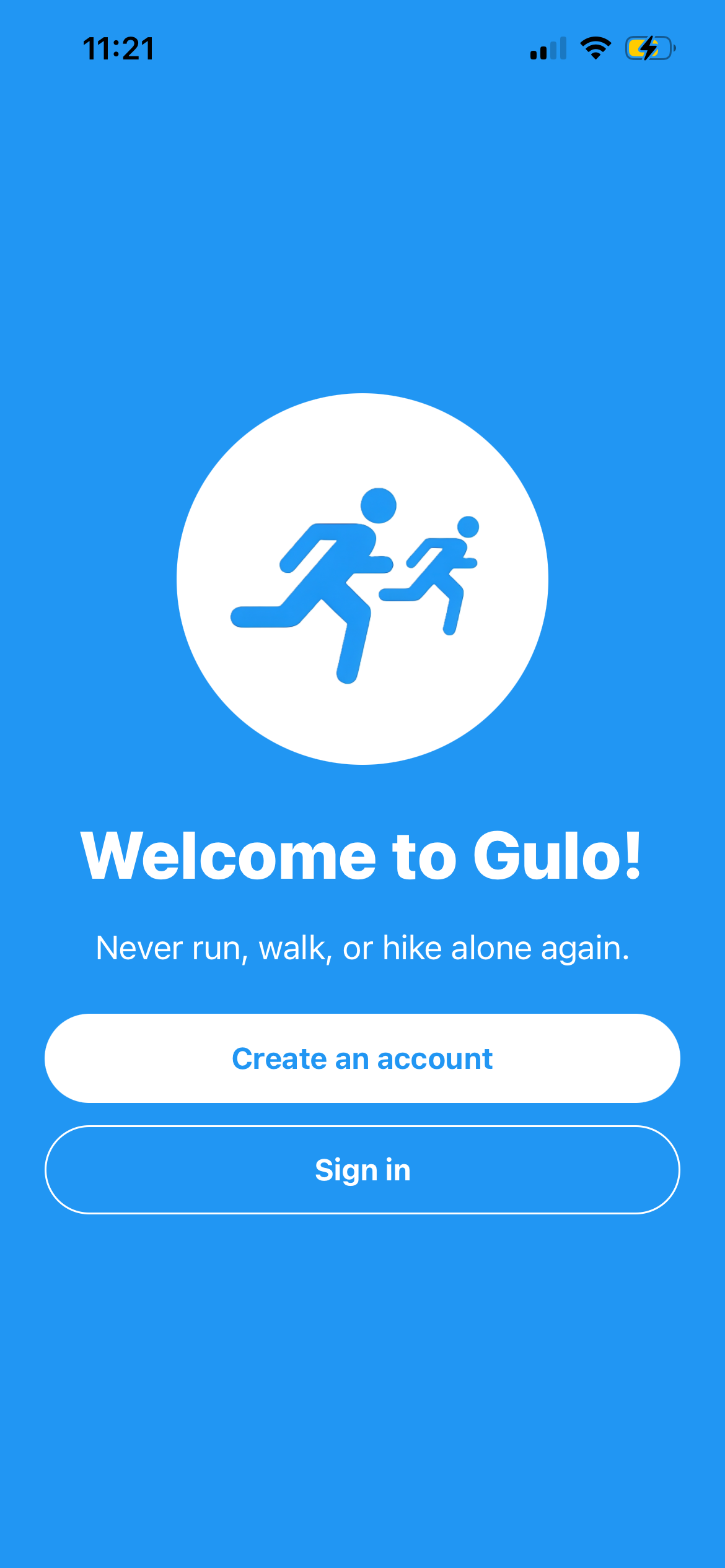 The Gulo app welcome screen